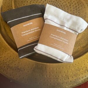 Everstride Premium Bamboo Compression Socks - Brown & White